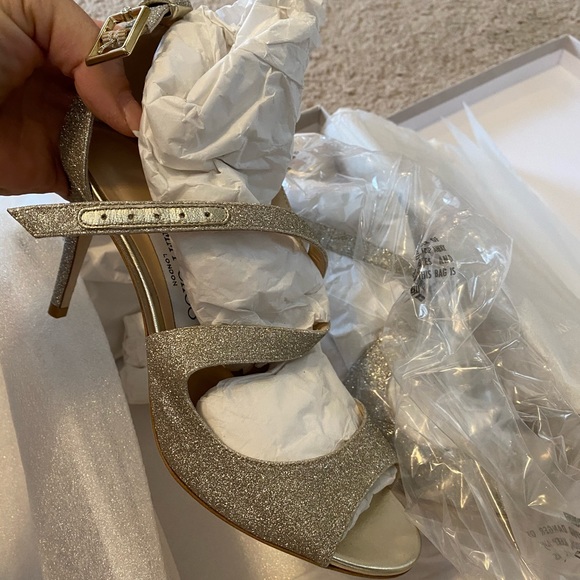 Gold Jimmy Choo Emily 85 Champagne Jimmy Choo Emily 85 Champagne Sandal  Heels 37